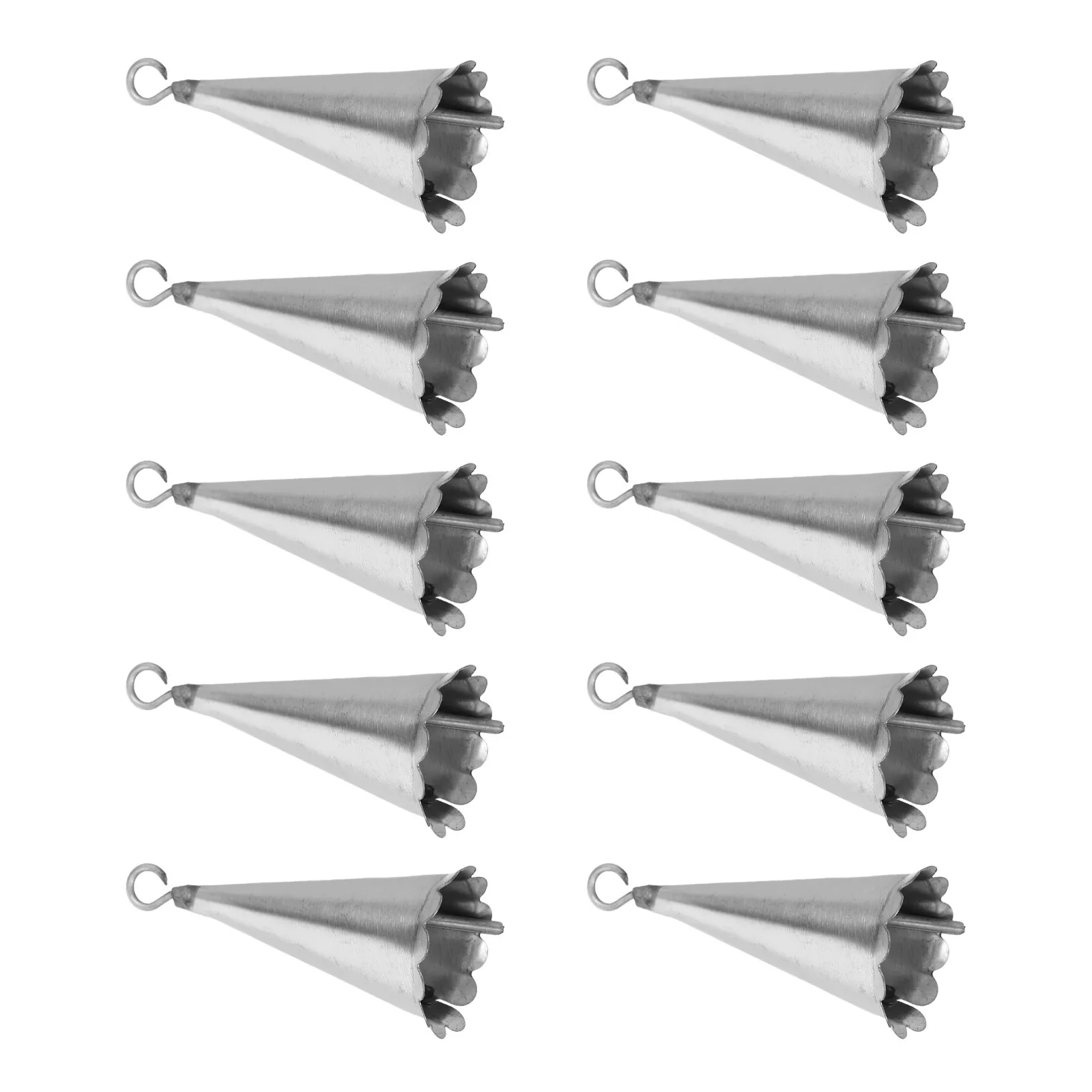 10Pcs Crisp-Sounding Iron Mini Jingle Bells Vintage Trumpet Design Scalloped Edge Decorative Bells for Crafting Ornaments