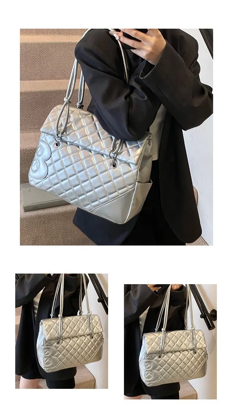 Bolso Preppy minimalista coreano para mujer, diseño acolchado inspirado en Chanel, maletín y mochila de hombro 2 en 1 de gran capacidad