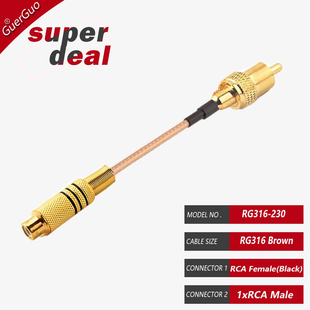 RG316 Cable RCA Audio Cable 3 way 1 Male to 2 Female RCA Y Splitter Adapter Speaker Amplifier Sound RCA to 2X 3X RCA Male Female