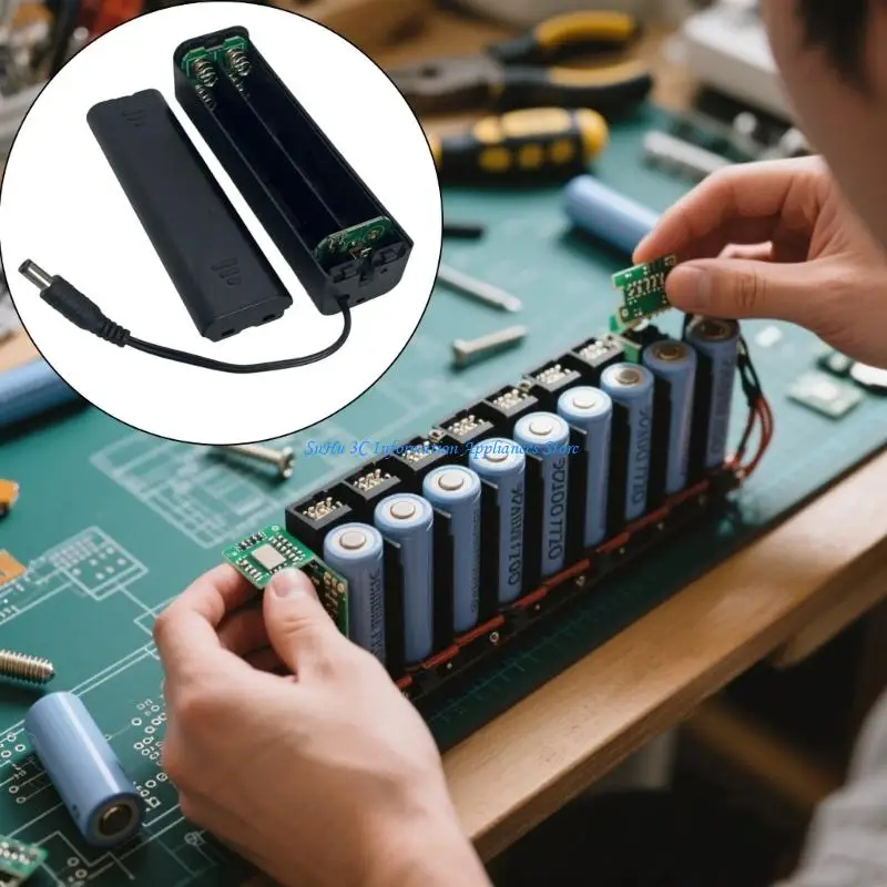 سعة عالية 8 فتحة 2A مفاتيح مربع البطارية غطاء مقاوم الغبار DC5521 موصل #1