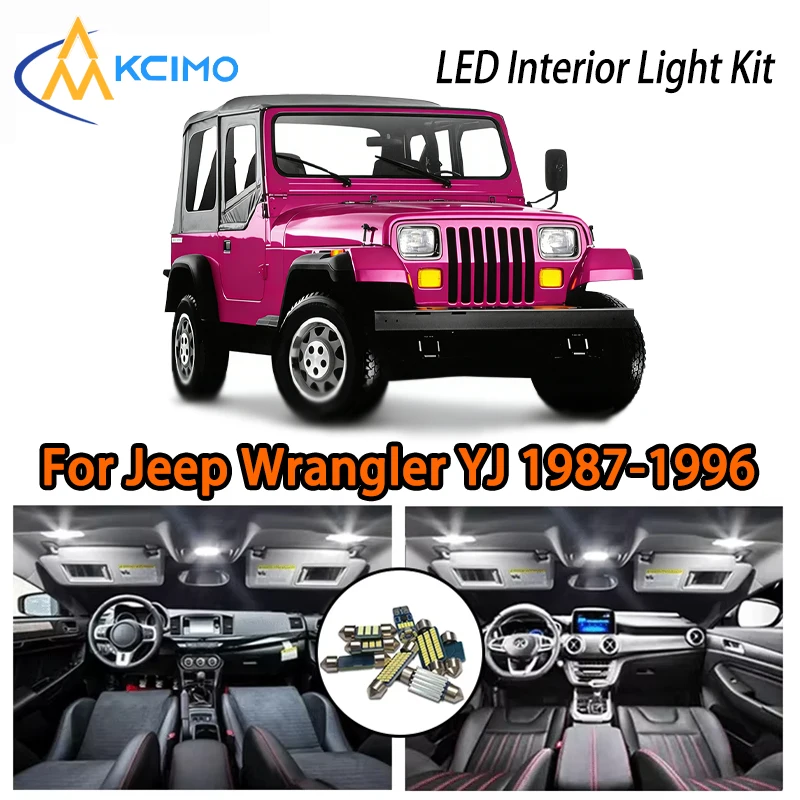 

Easy Install LED Interior Lights For Jeep Wrangler YJ 1987-1996, White Blue Two Colors Choice Super Bright High Quality
