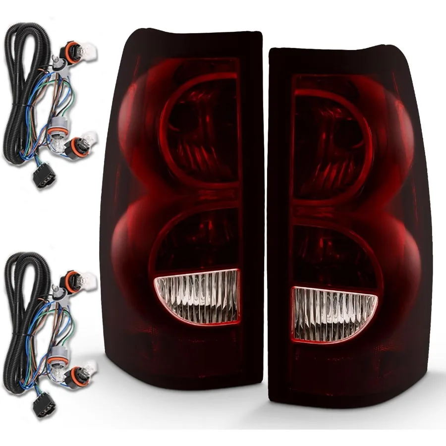 

Темно-красный дымчатый оттенок, сменные задние фонари, пара стоп-сигналов для грузовика Chevy Silverado 20032006, с лампочкой и жгутом, улучшенный V