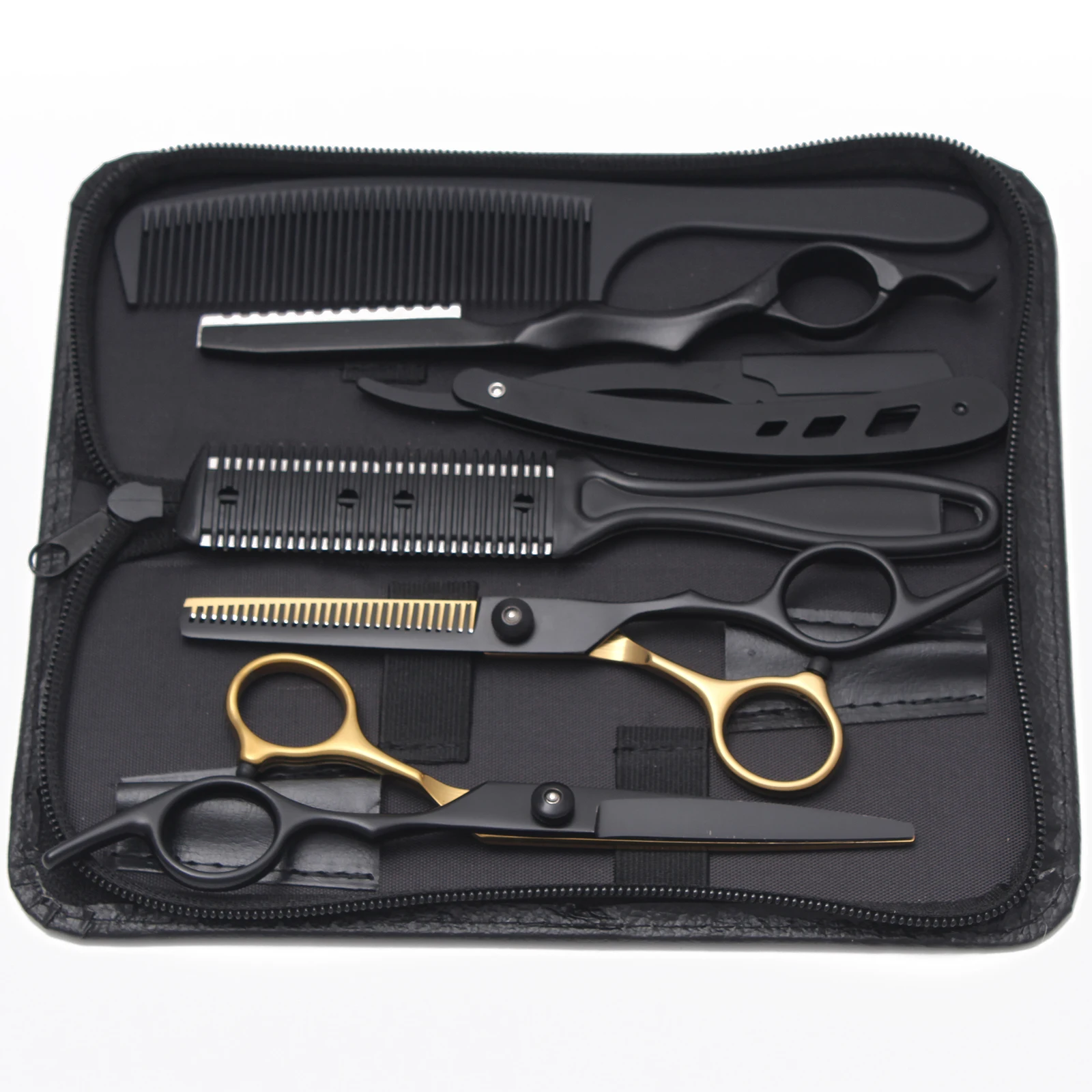 Hairdressing Scissors Blue Japan Stainless Hair Scissors Salon Cutting Scissors Barber Shop Thinning Shears Comb Razor C1001