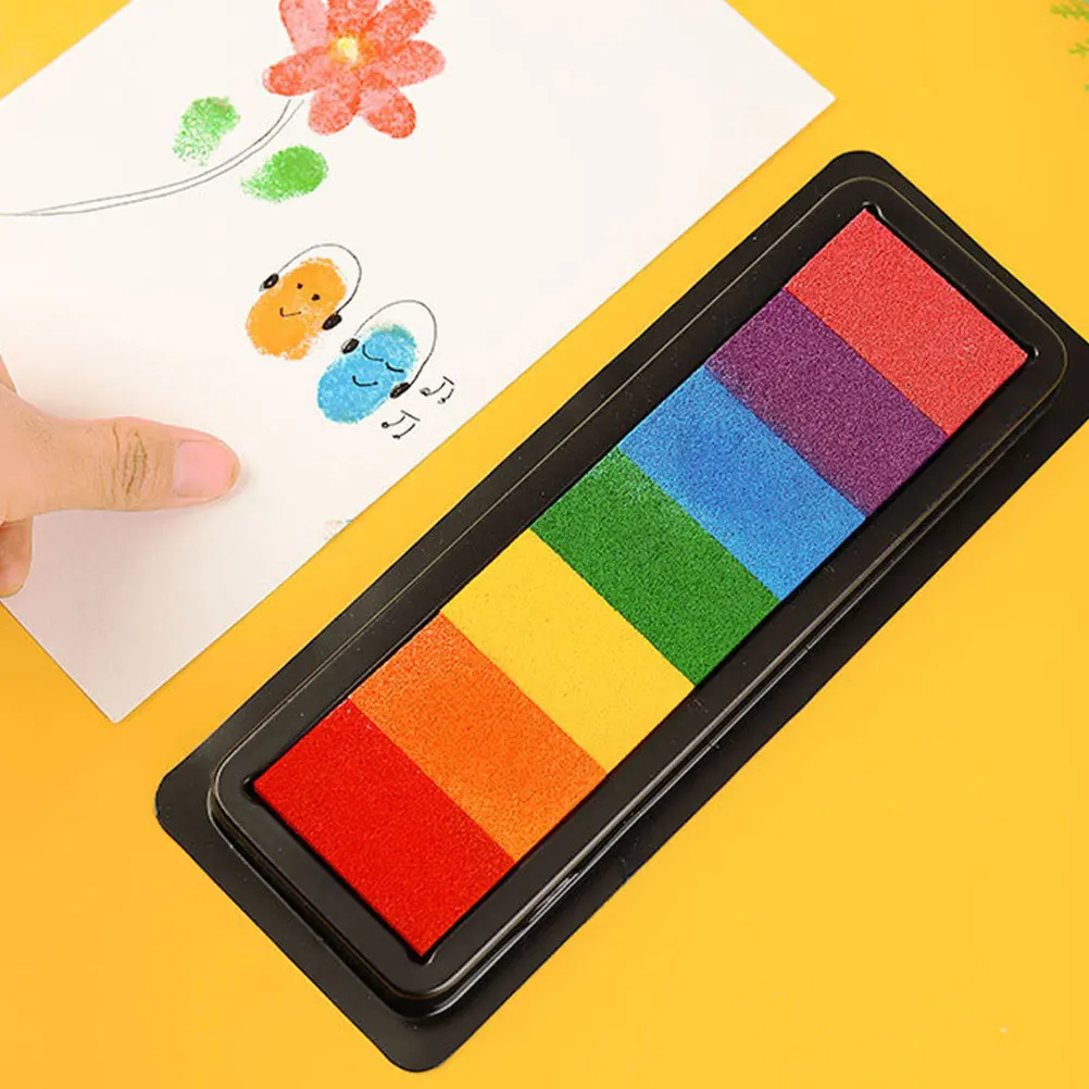 

4Pcs 7-Color Ink Pads Long Strip Shape Multi-Purpose DIY Small Stamp Pad Finger Painting Safe Non-Toxic for Kids Graffiti Party