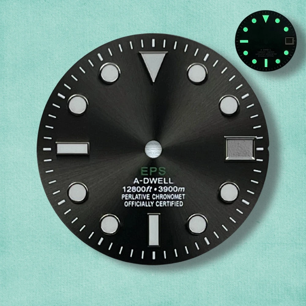 28.5mm High Quality S Logo SUB Dial NH35 Dial Suitable For NH35/NH36 Movement C3 Green Luminous NH35 Modification Accessories