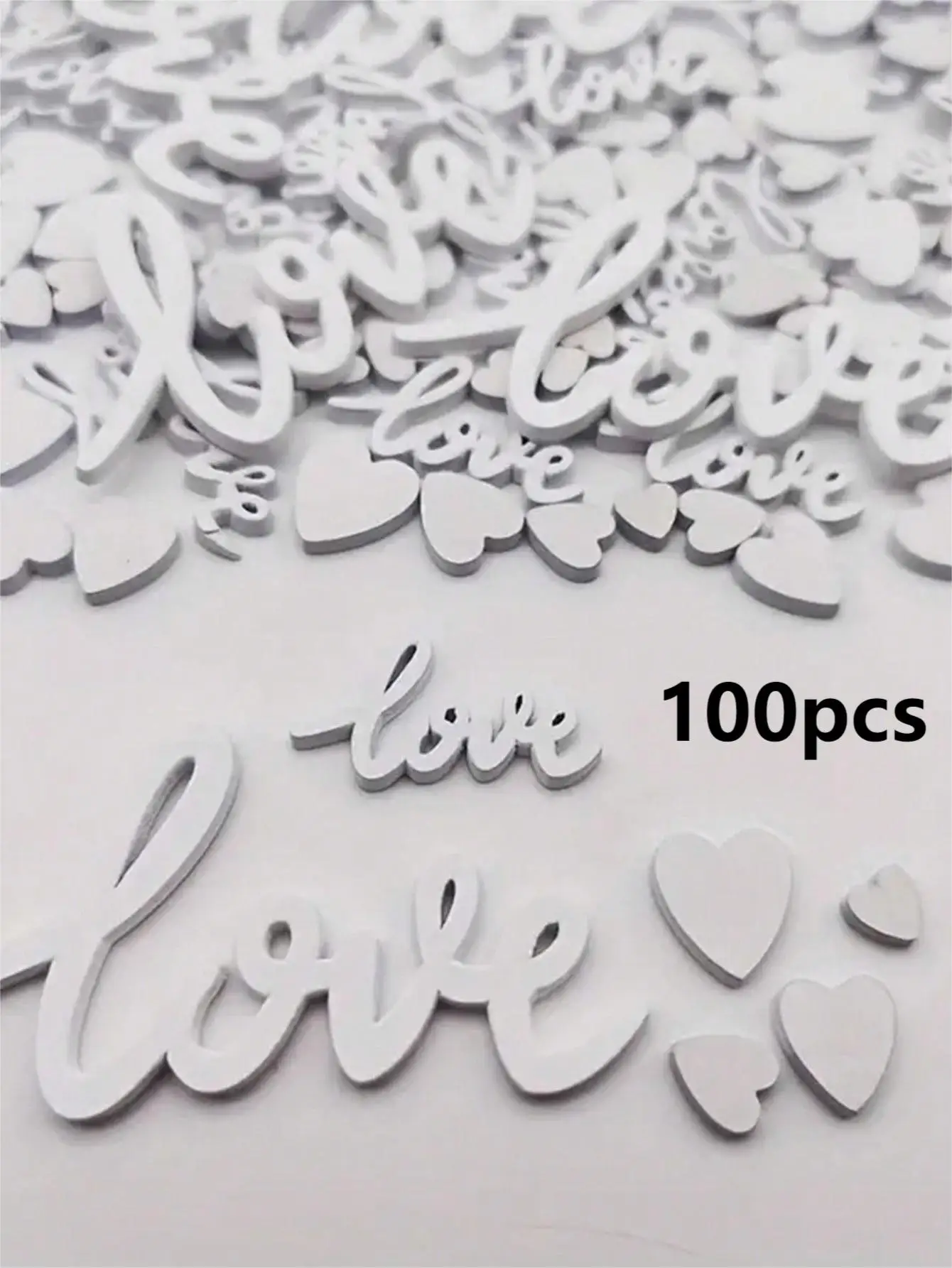 1 Pack, 100pcs Wooden Love Confetti And Hearts Mixed Natural Rustic Wedding Table Decorations DIY Cutouts Crafts