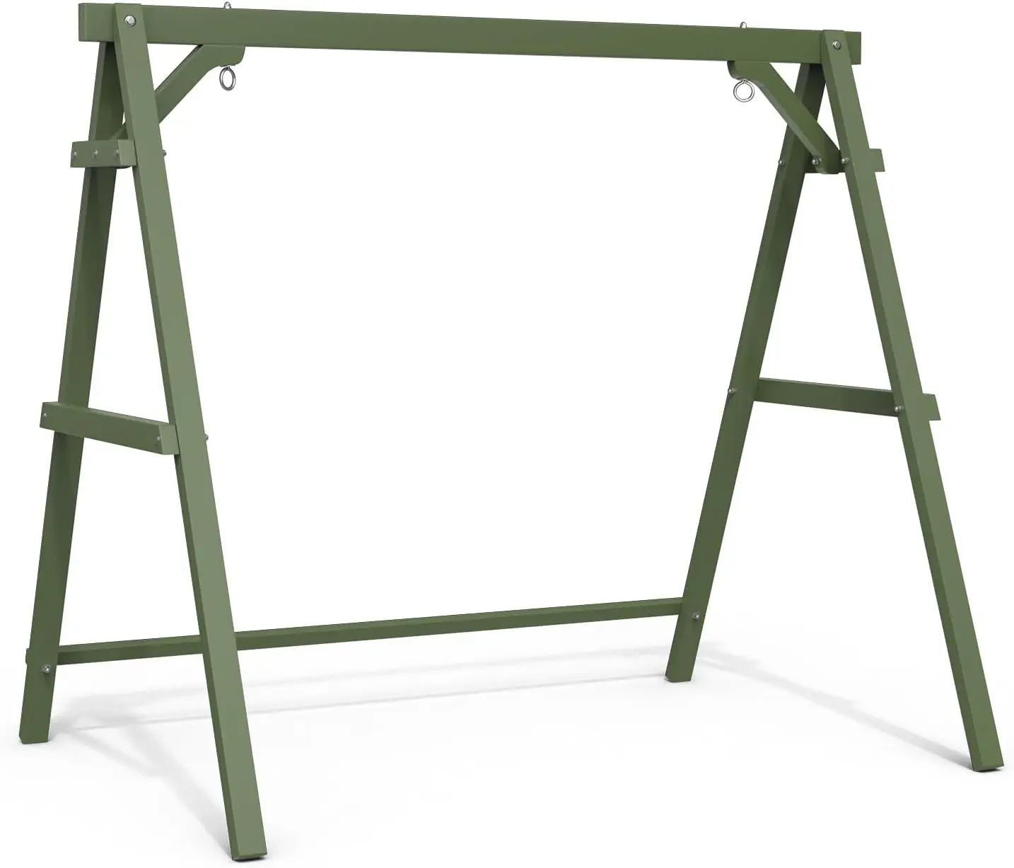 Wooden Porch Swing Frame 6.2FT with Extra Bottom Board, A-Frame Design, Protective Screw Caps & Weather-Resistant Pine Wood