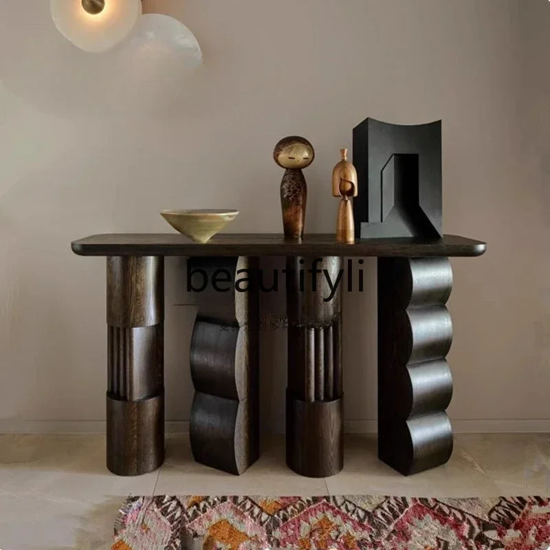 

ssK178 ss25 Medieval wabi-sabi wind solid wood entrance table, entrance entrance table against the wall corridor decoration desk