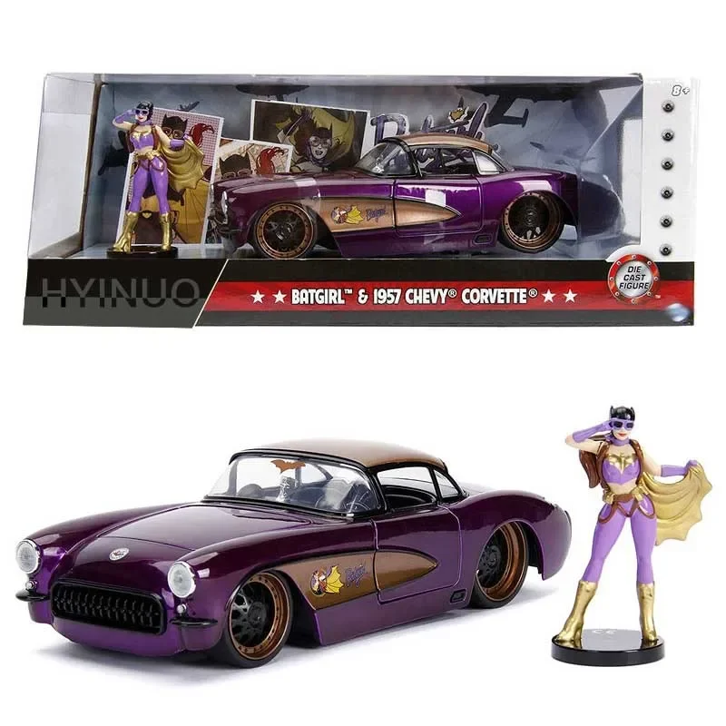 Jada 1:24 Violet Chari 1957 Muscle Scale Diecast Alloy Cat Girl And Car Model Metal Car Collection Display Decorations