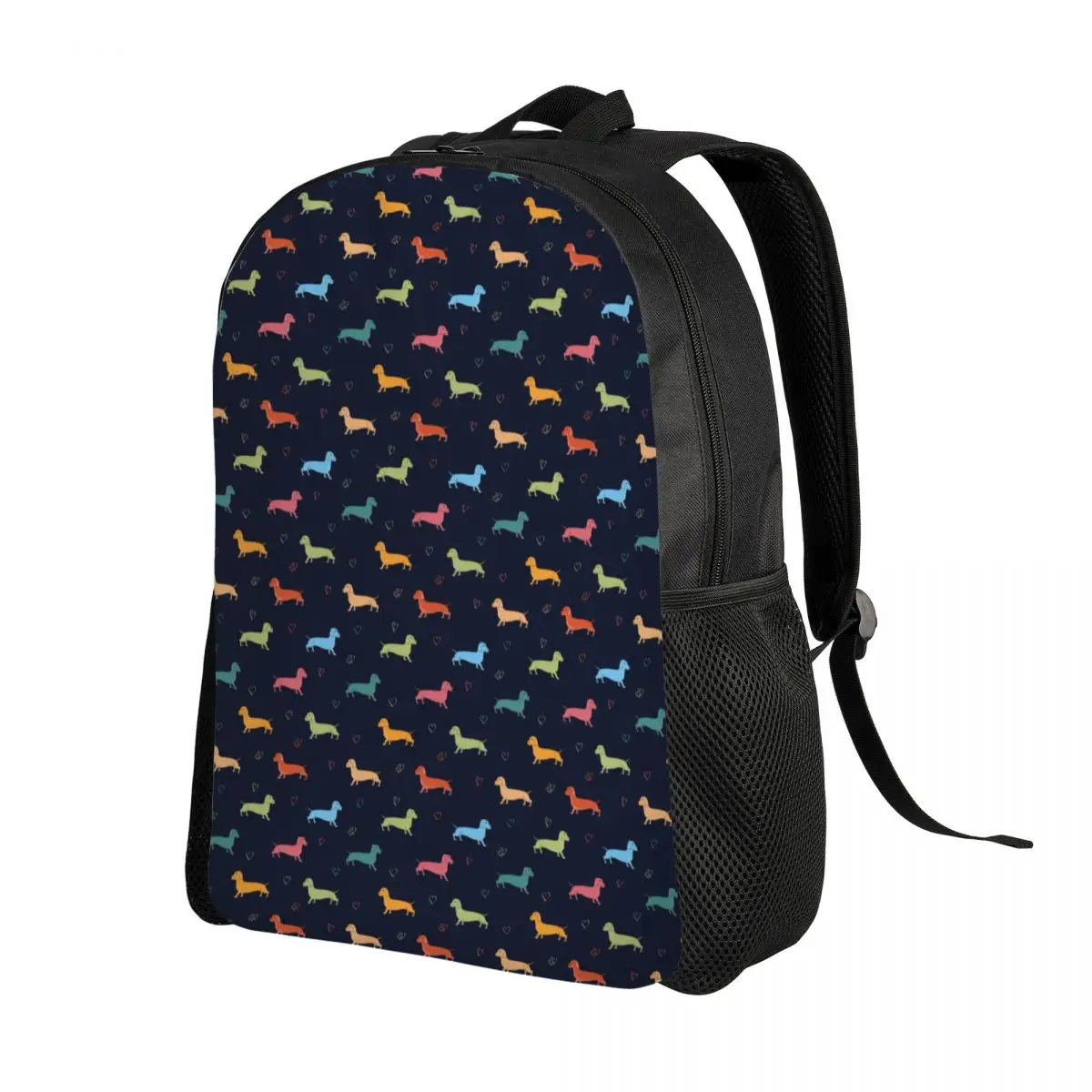 Customized Colorful Dachshund Hearts Travel Backpack Women Men School Computer Bookbag Sausage Dog College Student Daypack Bags