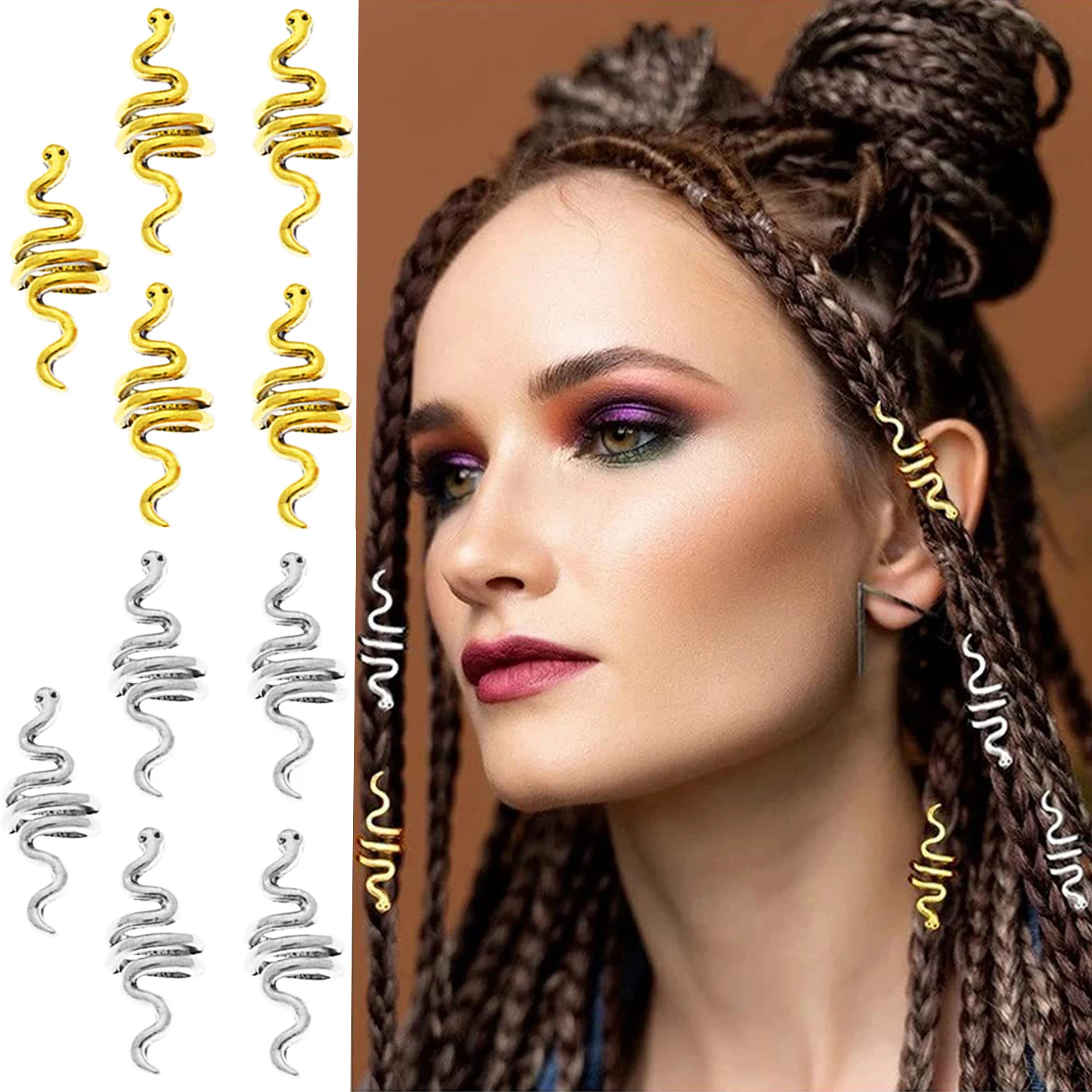 Hair Hoop Golden Snake Headwear Women Headband Jewelry Cosplay Props Spiral Hairpin Girl Dreadlock Braided Hair Ring Accessories