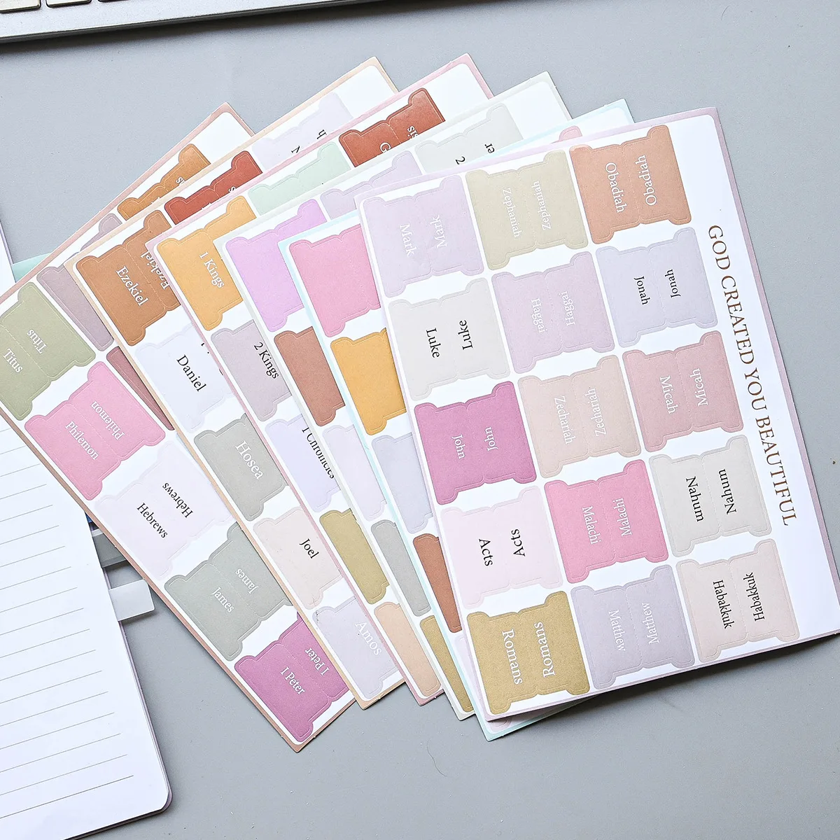 6 folhas (90 peças) abas da bíblia, impressão grande e fácil de ler, suprimentos para diário da bíblia, etiqueta autoadesiva, papelaria