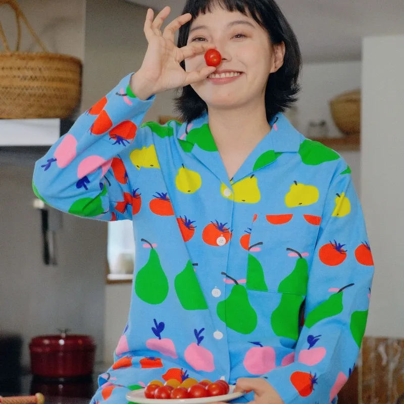 

New Women's SleepwearPure Cotton Long Sleeved Spring and Autumn Home ClothesWarm All Cotton Brushed Set for Autumn and Winter