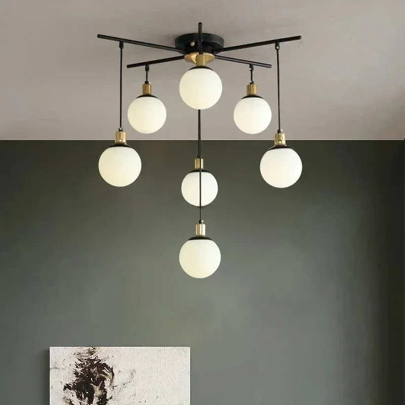 Nordic LED Magic Bean Chandeliers Living Dining Room Home Decor Lighting Postmodern Apartment Staircase Duplex Hanging Lamps