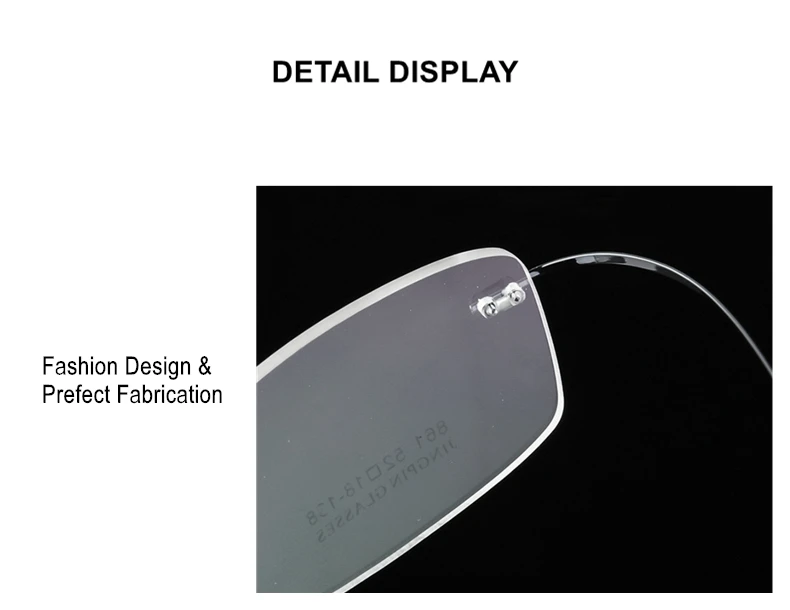 Randlose Kurzsichtigkeitsbrille Rezept -0,5 bis -8,0 Männer Frauen Titanlegierung Framless Kurzsichtige Brille Index 1,61 1,67 F082 – Detail 15
