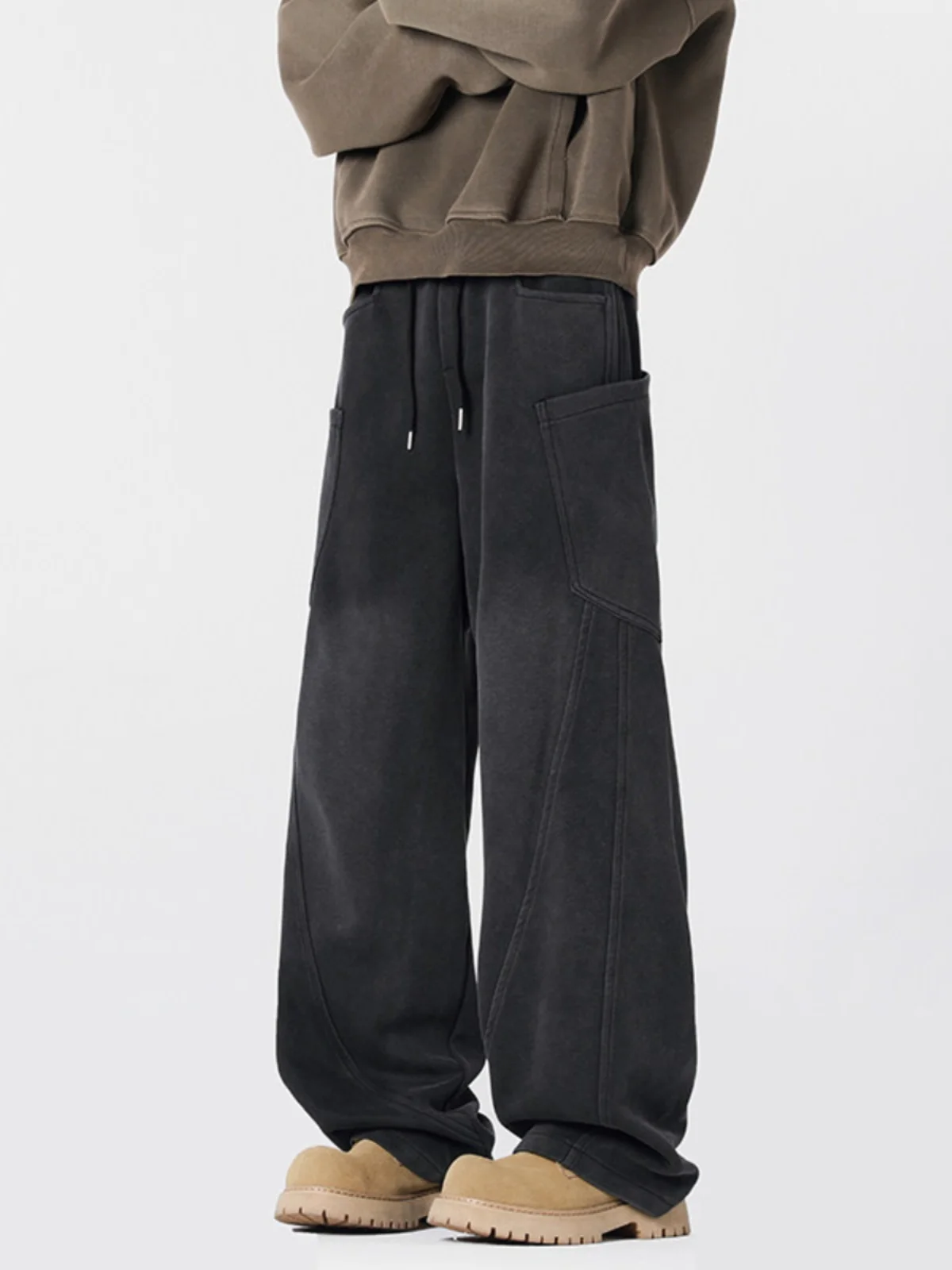 

Мужские спортивные брюки American Sle Heavy Du Scythe: осенне-зимние, свободные, прямые, с широкими штанинами, на флисовой подкладке, для работы