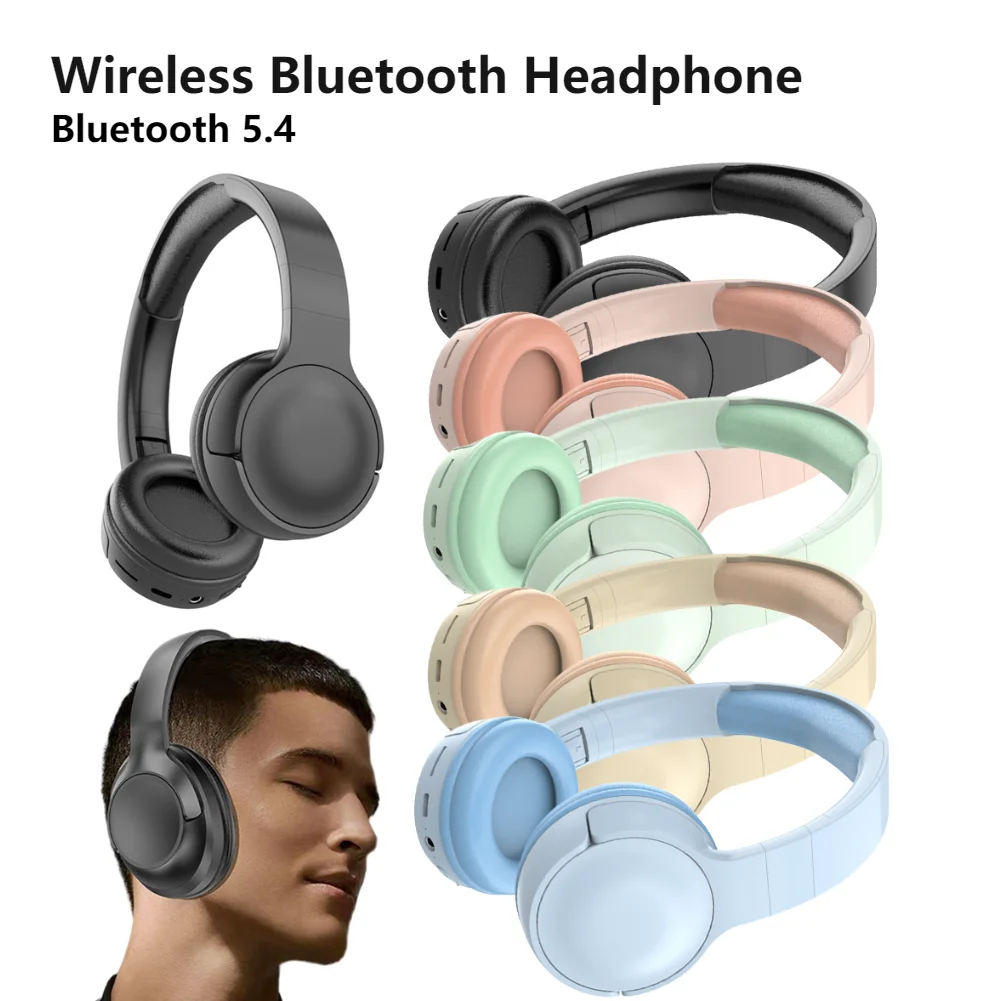 Wireless Bluetooth 5.4 Headphone Over Ear Sports Headphones Deep Bass Stereo Sound Headset 10H Playtime Noise Cancelling Headset