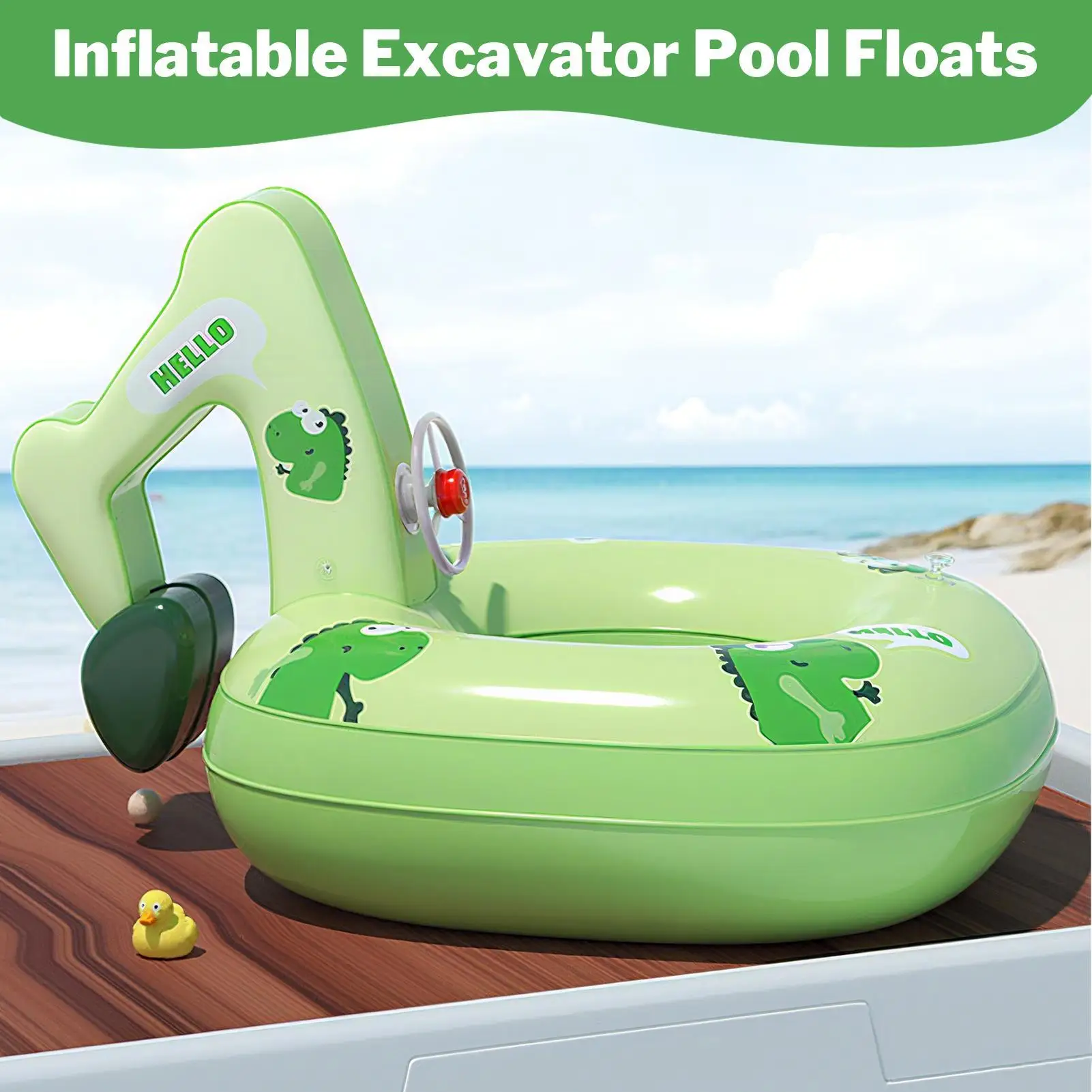 Flotadores inflables para piscina con forma de excavadora, tumbona de agua, balsa, cama, alfombrilla, juguetes para 2 ~ 6 años, tomar el sol al aire libre, playa, lago, río