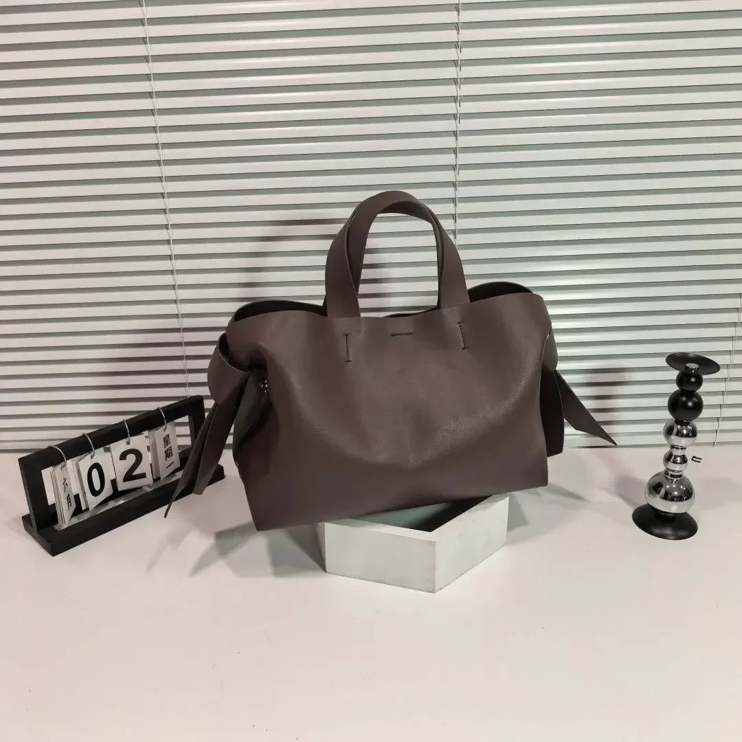 Mode Boog Versierde Draagtas Echt Lederen Schoudertas Crossbody Tas Commuter Draagbare Emmer Tas/Dames Handtas/schoudertas