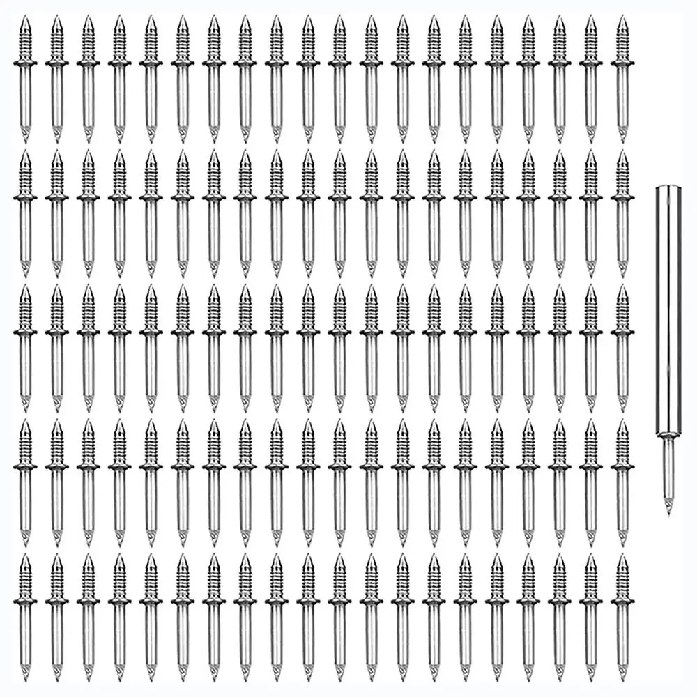 

100Pcs Silver Double-Headed Nails Carbon Steel Invisible Security Screws Skirting Thread Seamless Nail Solid Wood Baseboard