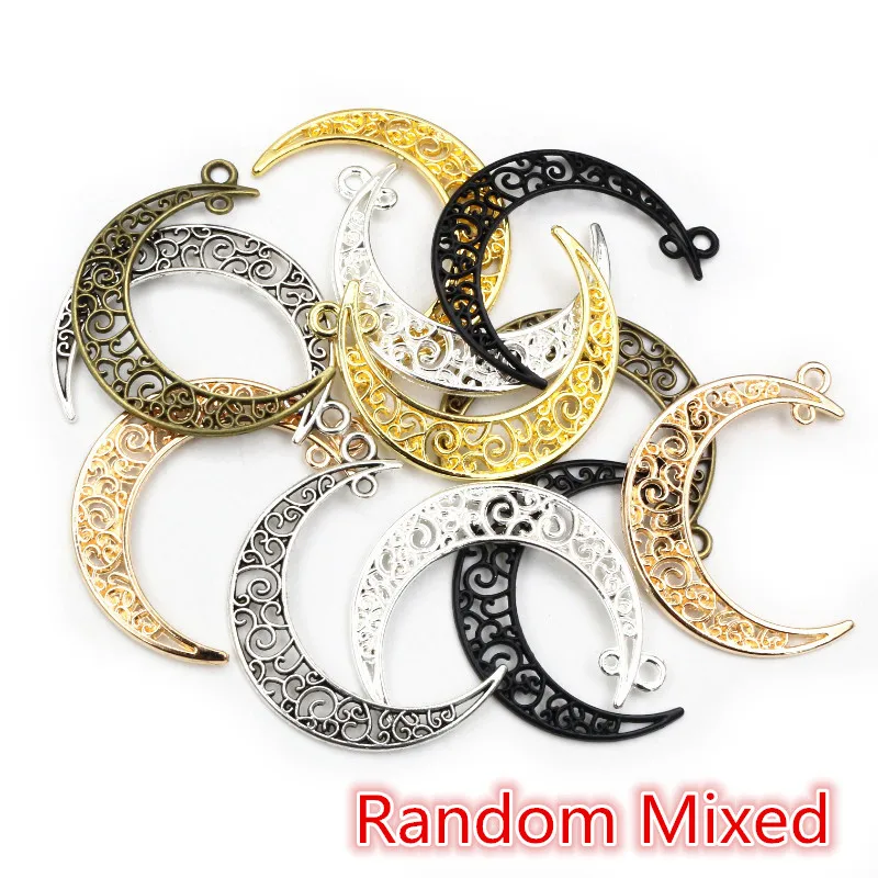 41 x 30 mm, 10 Stück, 6 Farben vergoldet, Mond-Stil, handgefertigte Charms-Anhänger: DIY für Armband-Halskette