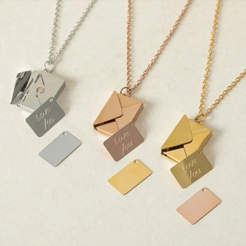 Envelope Necklace Love Secret Message Photos Locket Pendant Clavicle Necklaces 55KA