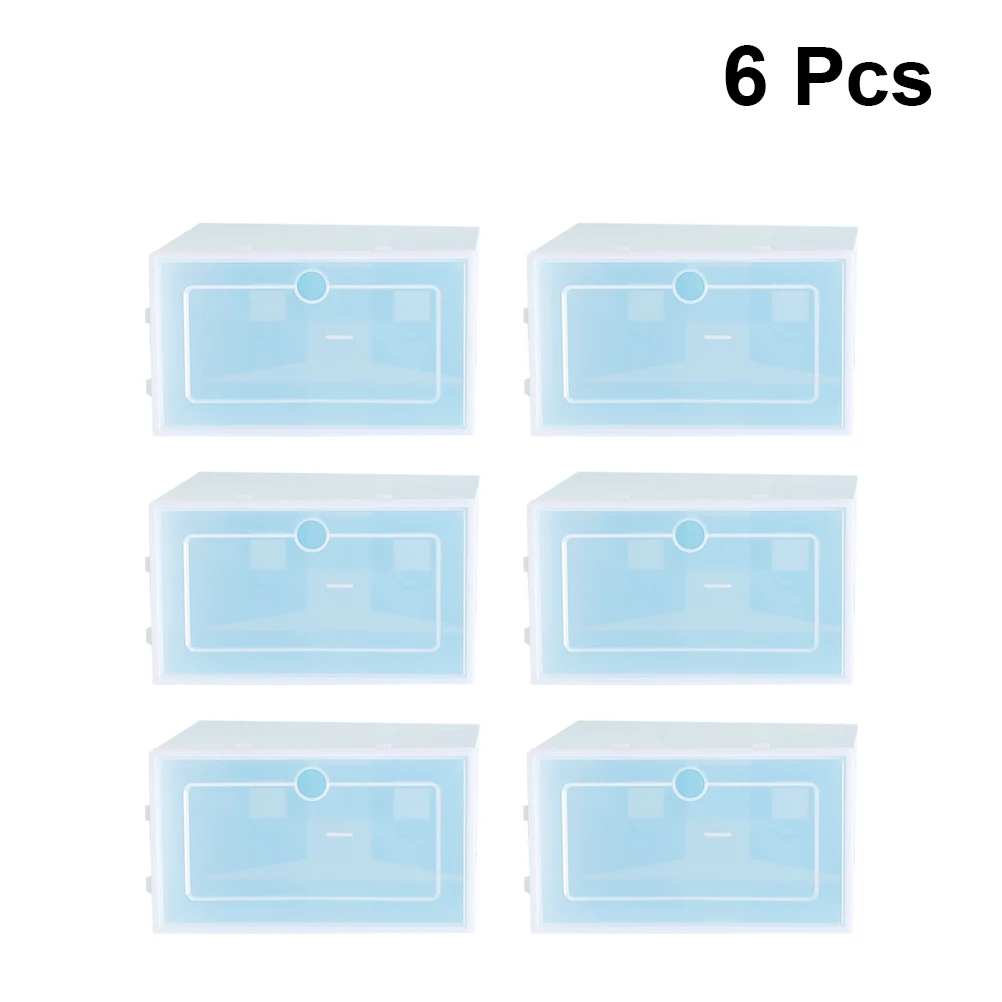 

6pcs Transparent Stackable Shoe Box Thicken Plastic Shoes Storage Bin For Closet Under Bed Cabinet Entryway Organizer Container