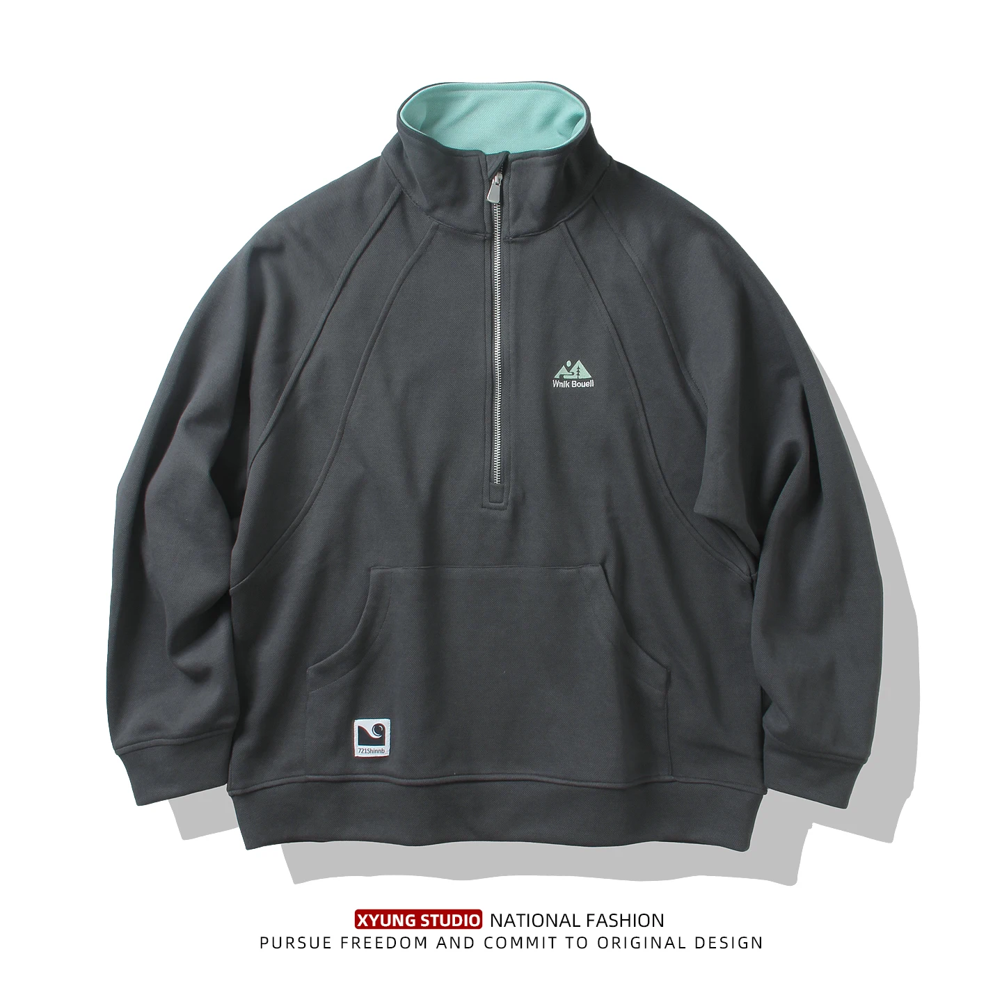 

Мужская свободная повседневная толстовка в японском ретро-стиле с воротником-стойкой на молнии и длинными рукавами, верхняя одежда на осень 2025 года