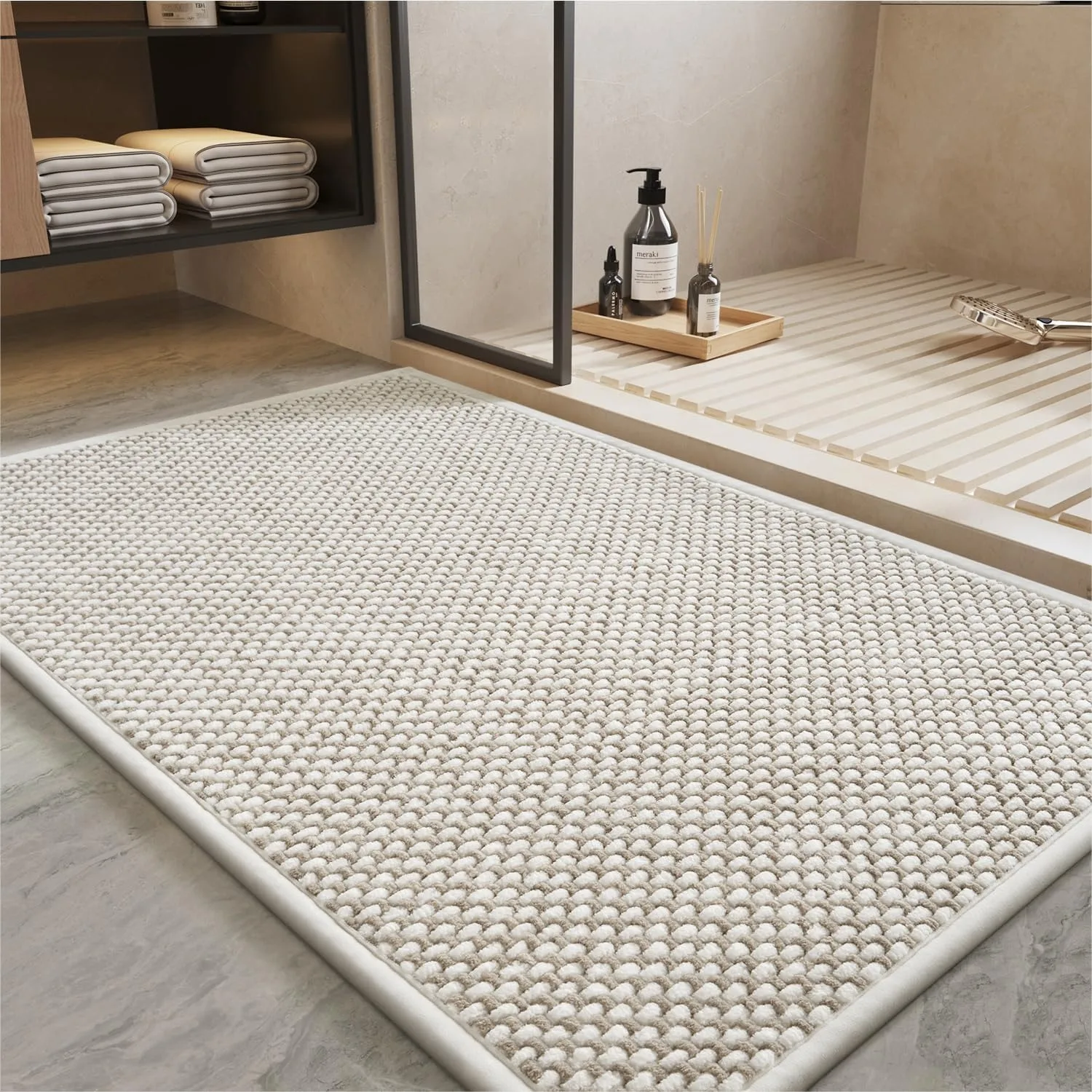

Chenille Bath Mat Super Absorbent Non Slip Bathroom Mats with Rubber Backing, Easy Clean Bath Rugs for Bathtub Shower Sink 17x28