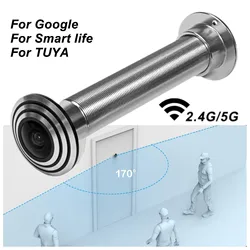 Door Viewer Camera 5G Dual Band WiFi Wide Angle Lens APP Control Door Eye Hole Camera 100‑240V Motion Detection Alarm for Home