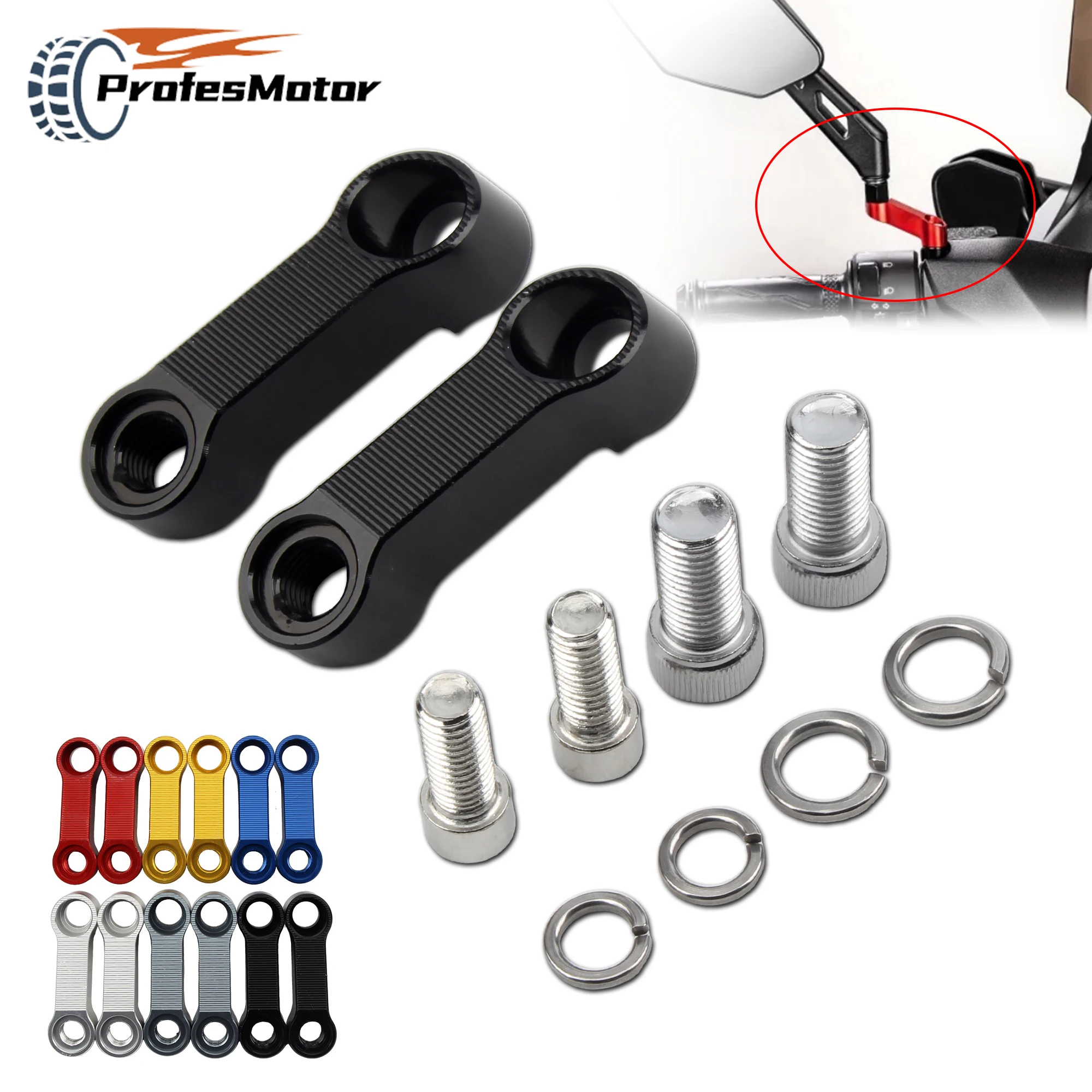 

2PCS Motorcycle Rearview Mirrors Extension Universal Riser Extend Adapter Mirror Extender Motocross Modification Accessories