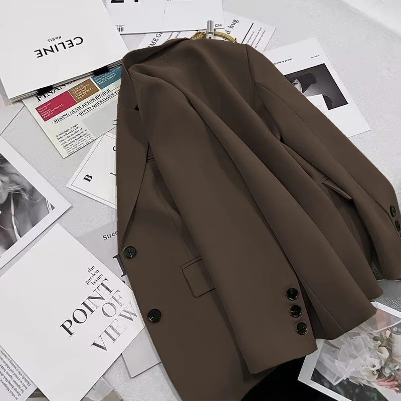 

Milk White Women's Suit Jaet Casual Elegance Spring Autumn New Sle Street Faion Small Size West Coat Top