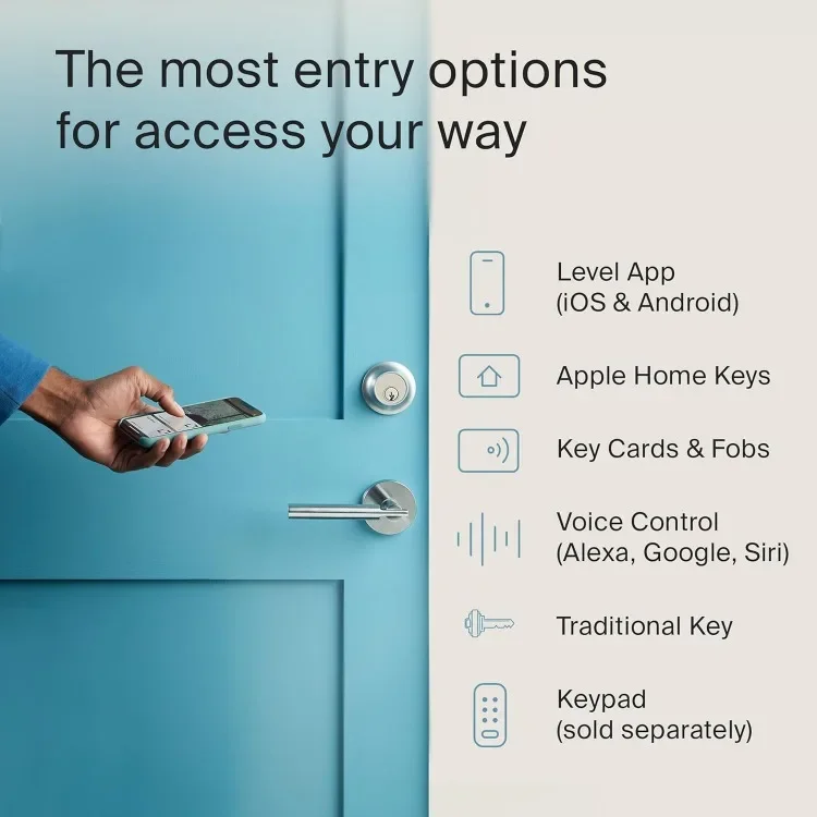 Connect Wi-Fi Smart Lock Plus Apple Home Keys - Remotely Control from Anywhere - Includes Key Cards - Works with iOS