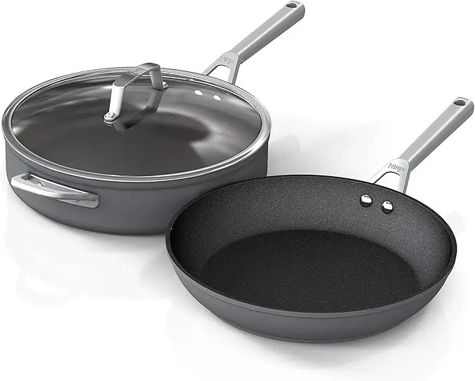 NeverStick Premium Hard-Anodized Pots & Pans Set, Nonstick Cookware Set, Durable, Oven Safe To 500°F