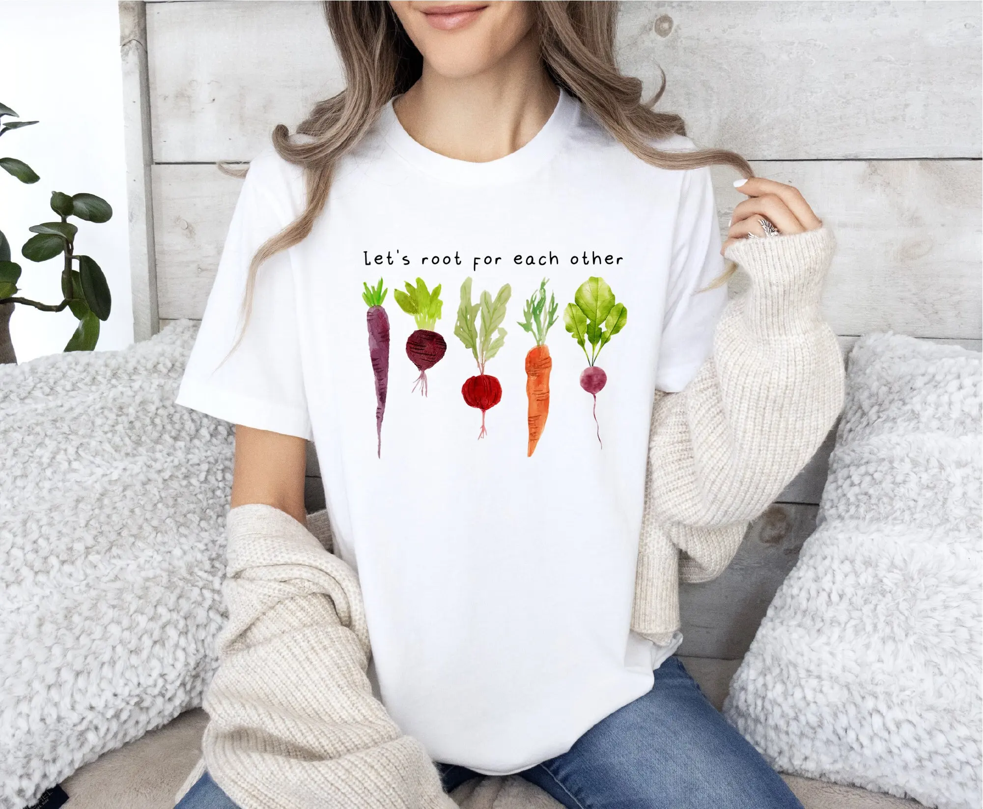 Lets Roots For Each Other Vegetable T Shirt Uplifting Spring Gardening Turnip Carrot Outfit Black