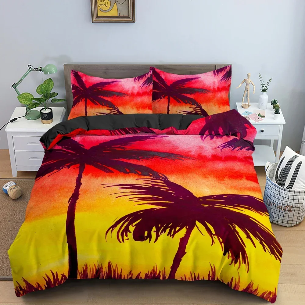 

Tropical Trees Coconut Tree Comfortable Duvet Quilt Cover Pillowcase Bedding Set Children Bedroom Decoration Home Textile