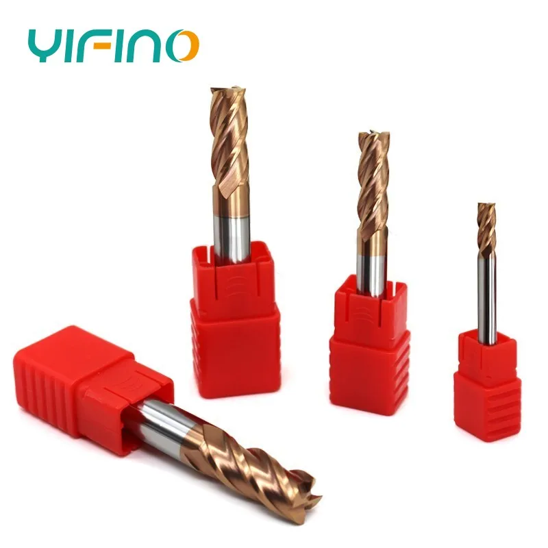 YIFINO HRC55 4-Flute Milling Cutter Tungsten Steel Carbide Coating Flat End Mill For CNC Mechanical Machining Endmills Tools