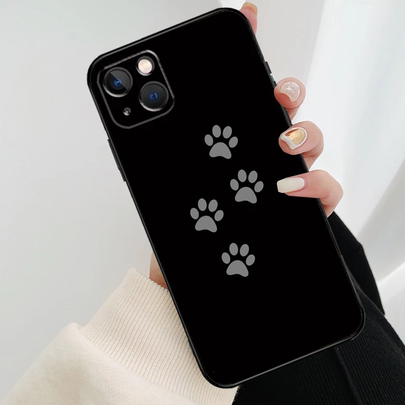 Animal Dog Paw Prints Phone Case For iPhone 13 12 11 14 Pro Max Mini X XR XS Max 6S 7 8 Plus Shockproof Soft Case