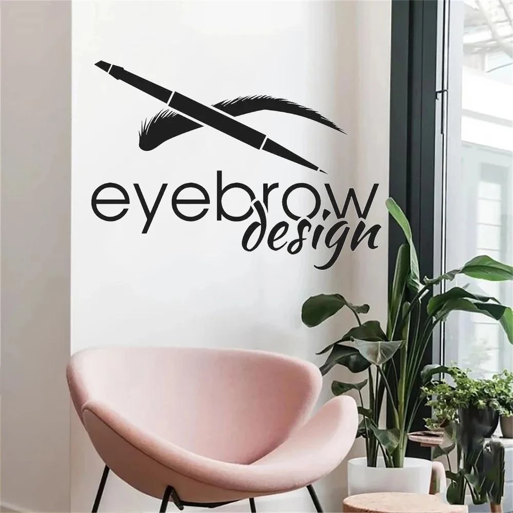 1 pc Eyebrow Design Wall Stickers Beauty Salon Logotype Brow Wall Sticker Pvc Wall Art Stickers Modern Fashion Wallsticker