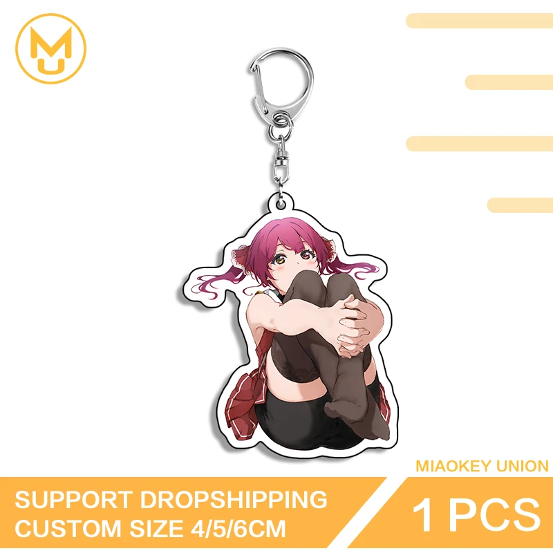 Kneel Sitting Hololive Houshou Marine Artistic Exquisite Double Sided Acrylic Key Chains Art Exquisite Anime Peripherals