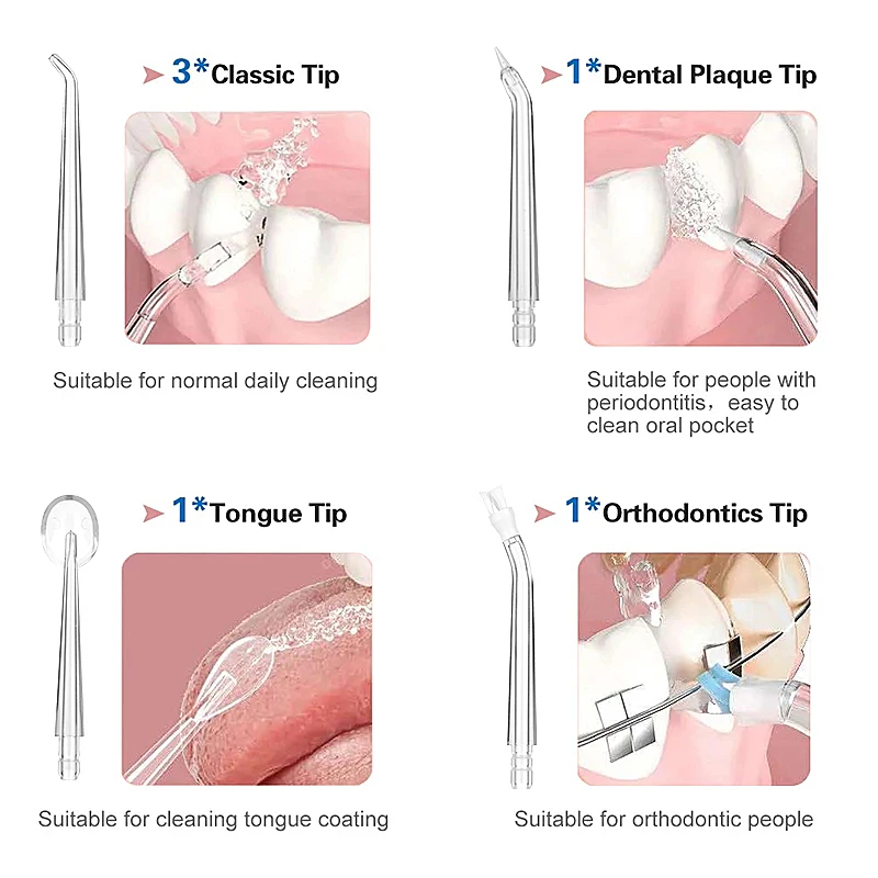 Miệng Irrigator 3 Chế Độ Sạc USB Nha Khoa Nước Flosser Chống Nước Nha Khoa Nước Đầu 240ML Nước Răng Bụi