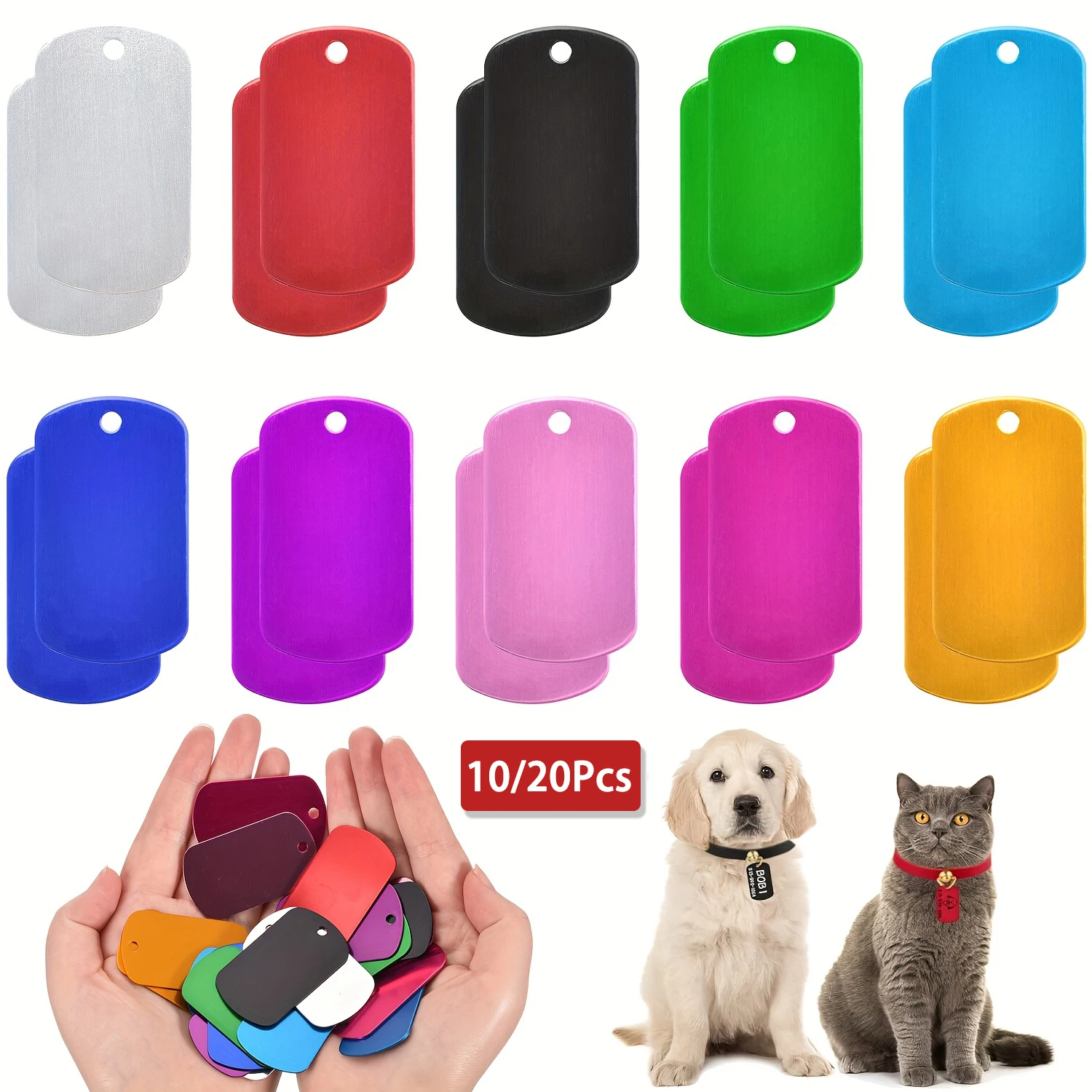 10-20Pcs Metal Stamping Blanks, Blank Metal Tags for Stamping Engraving Blank Tags Blank Dog Tag Blank Signs for Engraving