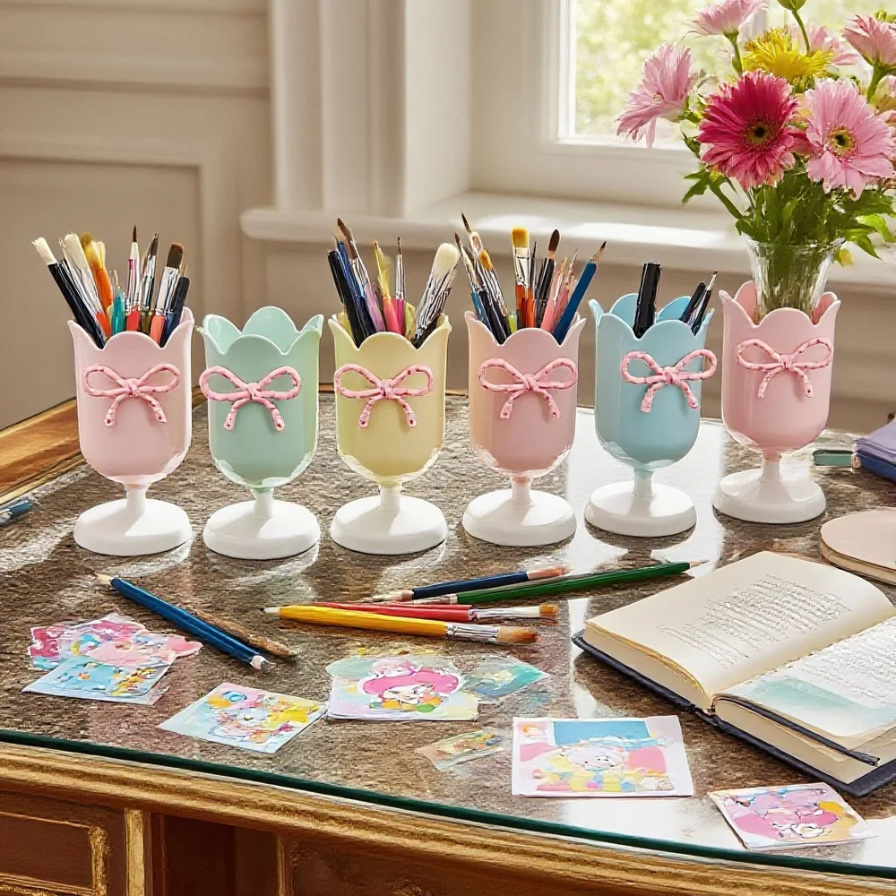 1Pcs Tulip Plastic Pen Holder Cute Desk Ornament Graduation Back to School Gift Birthday Party Gift