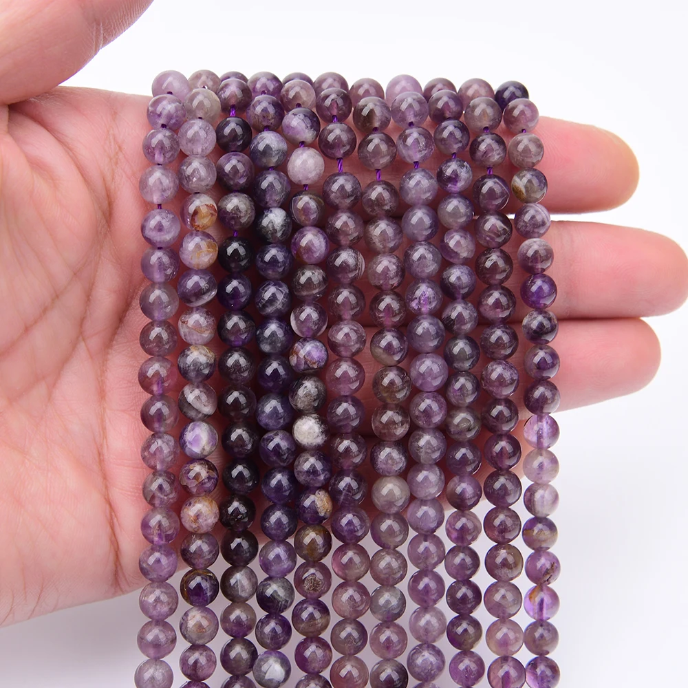 APDGG 2 Strands 6mm Natural Mix Color Amethyst Quartz Round Loose Beads 15.5