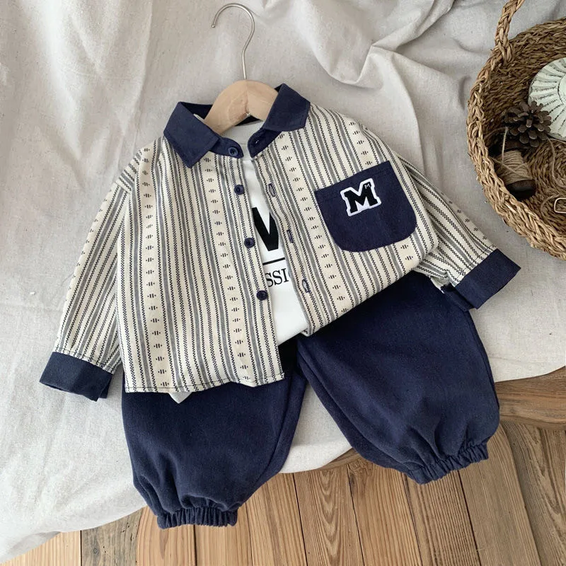 

Spring and Autumn Children's Clothing Set New Handsome Boy Baby 0-5 Year Old Coat T-shirt Pants 3PCS