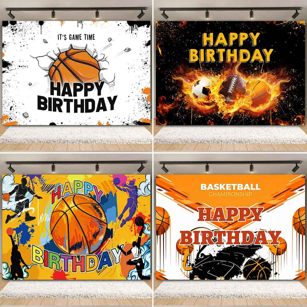 

Basketball Field Stadium Boy Birthday Party Theme Background Decoration Warm Blood Sports Game Photography Props Poster Banner