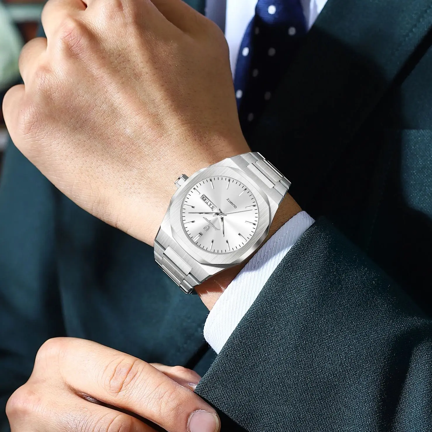 POEDAGAR Fashion Brand Male Wristwatch Waterproof Luminous Stainless Steel Men Clock Date Week Casual Quartz Men's Watches Reloj