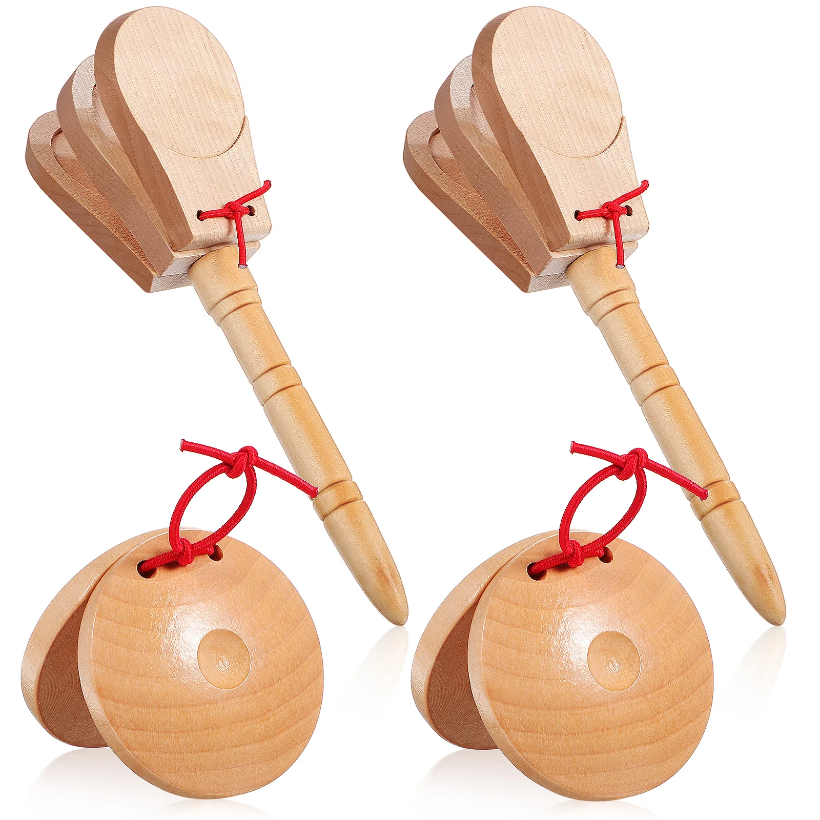 

4pcs Castanets Toys Pleasant Sound Comfortable Grip Handheld Finger Playing Wooden Percussion Instrument Musical Events Widely