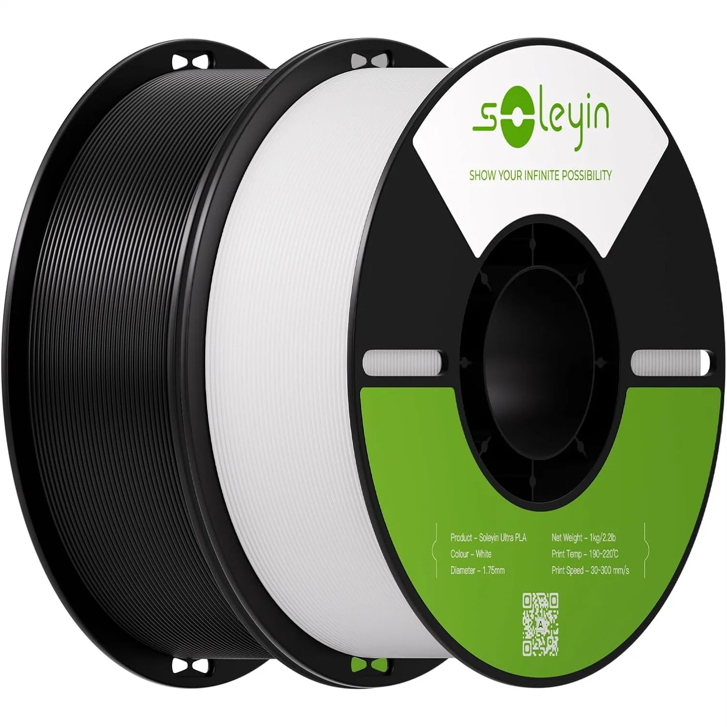 

PLA Filament 1.75mm 2KG, Black & White 2 Pack 1kg Spool, Neatly Wound, ±0.02mm Accuracy, Strong Adhesion, High-Speed Printing
