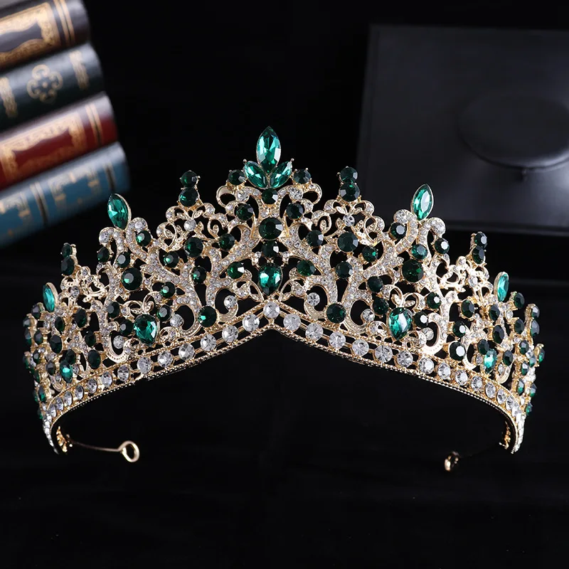 DIEZI Baroque Luxury Water Drop AB Pink Sky Blue Crystal Tiara Crown Women Party Jewelry Sets Bridal Crown Wedding Hair Jewelry